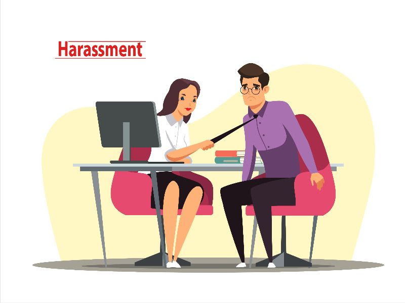 Illustration depicting harassment in the workplace.
